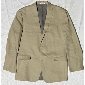 Calvin‎ Klein Linen Blazer Tan Double Vent Men's Size 44 Long